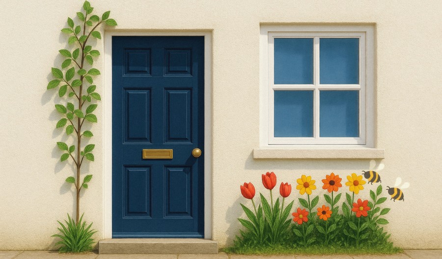 gevel met geveltuintjes